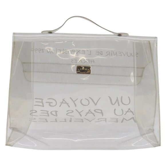 HERMES Vinyl Kelly Hand Bag Clear Auth 148034 - Picture 2 of 16